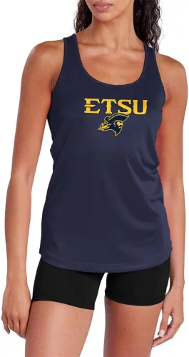 Miniatura 453 de Camiseta deportiva sin mangas oficial de NCAA Collegiate para mujer, con espalda cruzada, colección con logotipo primario