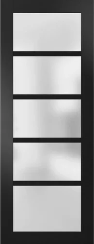SARTODOORS Panel de puerta de granero de losa de vidrio esmerilado de 42 x 80 pulgadas | Quadro 4002 negro mate | Puertas con acabado resistente |