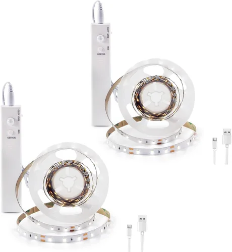 Miniatura 11 de VST Tira de luces LED de 2 metros, luz de cinta LED con sensor de movimiento y operada a batería para armario, escaleras, dormitorio
