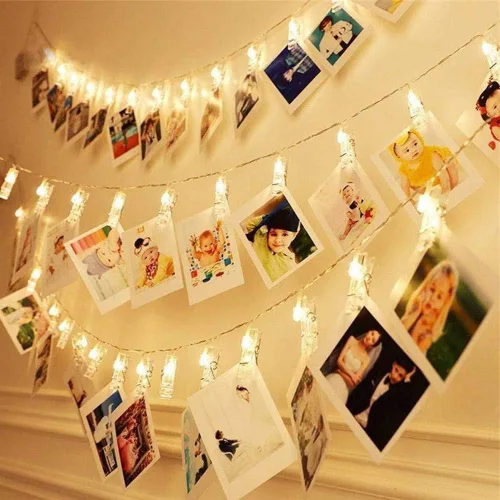 Dopheuor Cadena de luces LED con clip de fotos, cadena de luces LED para colgar fotos, fotos, funciona con pilas para regalos, patio, Navidad,