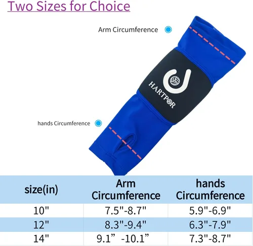 Miniatura 6 de HARTPOR Mangas de brazo de voleibol que pasan las mangas del antebrazo con almohadilla de protección y agujero para el pulgar para los jóvenes, Azul