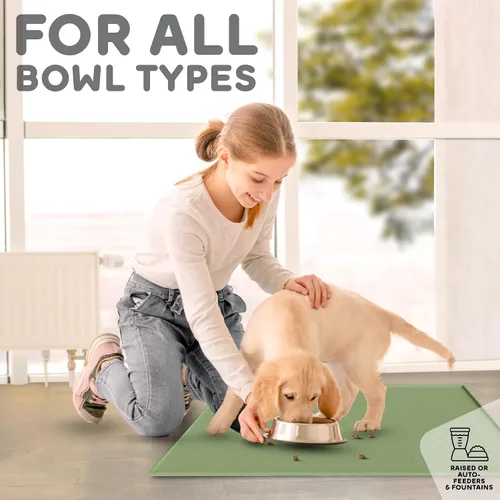 Miniatura 6 de Tapete para comida de perro y gato, bordes elevados para evitar derrames de comida y agua, impermeable, protege el piso, fácil de limpiar