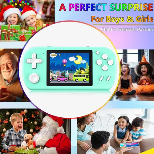 Miniatura 6 de Juegos de Mano para Niños con 218 Juegos de Video Integrados, Juguetes de Viaje Portátiles para Niños de 4 a 13 Años con Batería Recargable, Cian