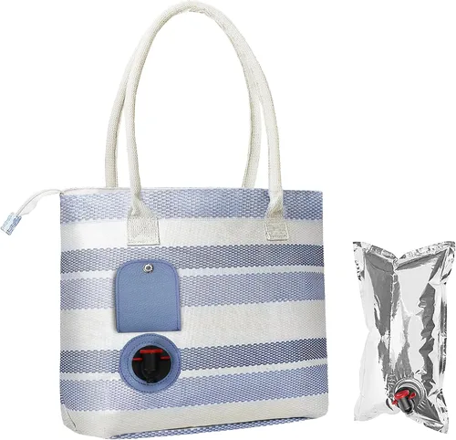 Miniatura 8 de Tirrinia Bolsa de vino, enfriador de playa para regalo de viaje, bolsa de viaje con boquilla para picnic, BYOB, fiesta, cena, piscina