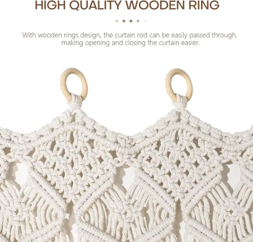 Miniatura 6 de Cortina bohemia de macramé hecha a mano con borlas grandes de macramé para colgar en la pared, divisor de habitación, decoración artística para sala
