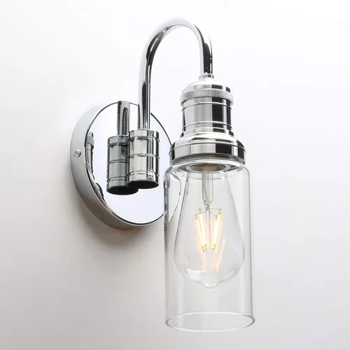 Miniatura 10 de PERMO Aplique industrial vintage negro con pantalla cilíndrica de vidrio transparente de 3.1 pulgadas, lámpara de montaje en pared para sala