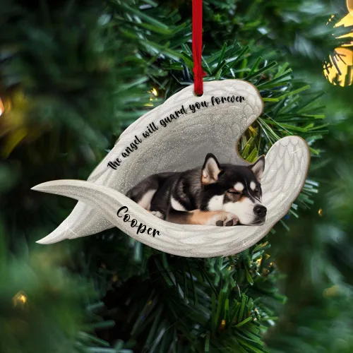 Miniatura 5 de Adorno plano 2D personalizado conmemorativo de perro bulldog – Adorno de memoria de perro, alas de ángel conmemorativas para mascotas, regalo