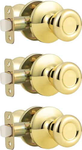Miniatura 21 de GOBEKOR Paquete de 1 perillas para puerta de paso, pomos interiores de latón pulido sin llave, pomos de puerta de armario, pasillo, pomo de paso