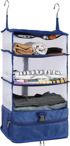 Miniatura 36 de Surblue Bolsa de Almacenamiento Colgante para Armario Plegable de 3 Estantes de Tela Oxford Lavable con 2 Ganchos