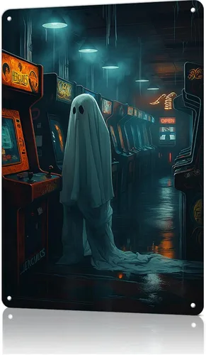 Ghost In An Abandoned Arcade Vintage Metal Signs America Home Decor For Yard Sign Outdoor Lawn Garden Decor 8x12inch
