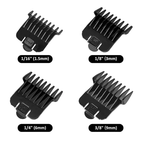 Miniatura 2 de Paquete de 4 protectores para cortapelos Andis T Outliner, protectores guía de 1/16", 1/8", 1/4", 3/8", juego de peines de acoplamiento a presión