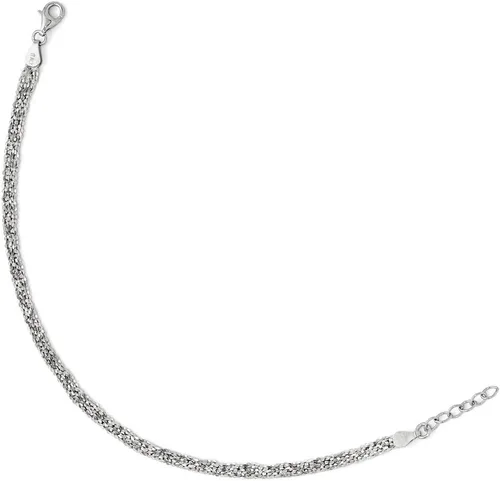 Miniatura 2 de 4mm Tres Strand Tobillera En plata de ley con textura, 910inch