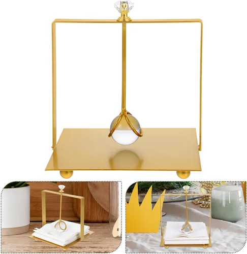 Miniatura 7 de MAGICLULU Metal Napkin Holder with Weighted Arm, Gold Metal Paper Towel Dispenser Stand for Kitchen and Dining Tabletop Use, Modern Square Napkin