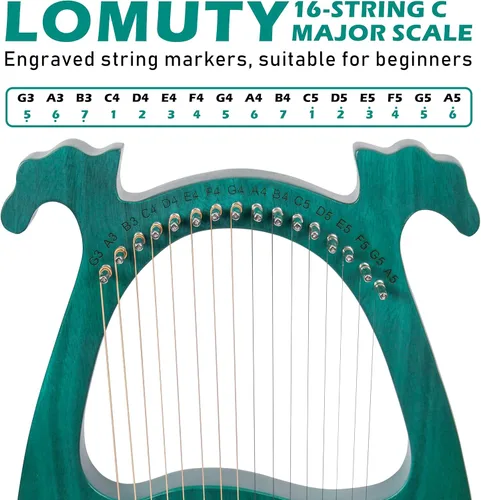 Miniatura 2 de Arpa de lira 16 cuerdas de metal con llave de afinación instrumentos de arpa, arpa de lira es una buena opción para los amantes de la música