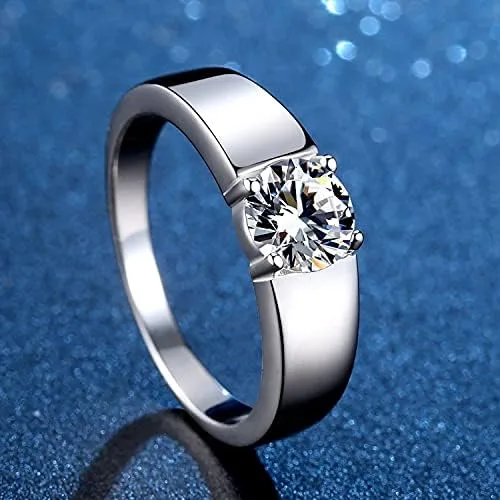 Miniatura 4 de Anillos de moissanita de 4 puntas para hombre 1 quilate de 0256in solitario de moissanita anillo de promesa de cumpleaños para hombre plata de ley