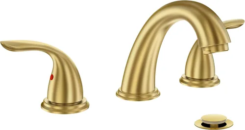 Miniatura 10 de Phiestina Paquete de 2 Grifos de Baño Extendidos de 8 Pulgadas con 2 Manijas y 3 Orificios para Montaje en Cubierta de Níquel Cepillado, con Desagüe