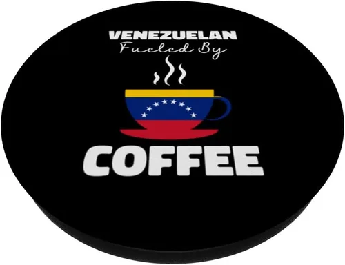 Miniatura 2 de Divertido Venezolano Fueled By Coffee Bandera Venezuela Coffee Love PopSockets PopGrip estándar