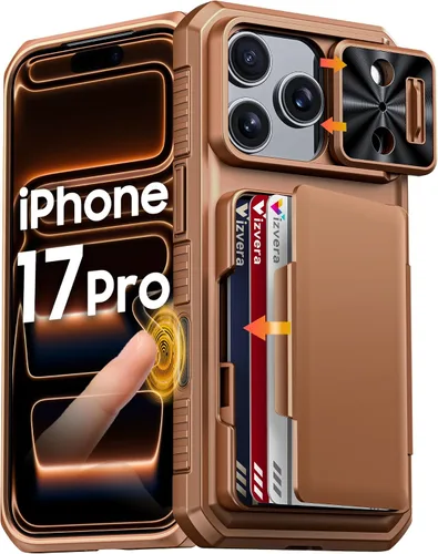 Miniatura 24 de Vizvera para iPhone 16 Pro Max Funda tipo cartera RFID [Soporte para tarjetas][Control de cámara][Cubierta de cámara] Funda protectora de silicona