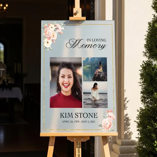 Miniatura 2 de SPEEDYORDERS Cartel funerario personalizado con foto - Cartel de bienvenida - In Loving Memory - Banner personalizado