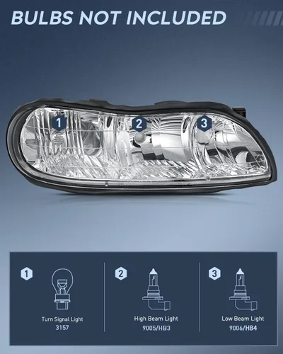 Miniatura 2 de Nilight Conjunto de faros Compatible con 1997 1998 1999 2000 2001 2002 2003 Malibu 2004 2005 Chevy Classic 1997-1999 Oldsmobile Cutlass Reemplazo
