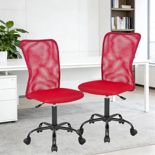 Miniatura 10 de Silla de oficina pequeña, silla de escritorio sin brazos con ruedas, silla ergonómica para computadora con soporte lumbar, silla giratoria de malla