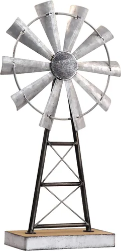 Miniatura 7 de Encantador molino de viento galvanizado alto, decoración de molino de viento de metal para estante de granja y sala de estar, añadiendo un toque