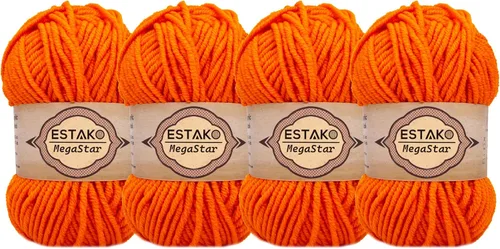 Miniatura 12 de Estako Megastar, 3.52 Oz (100g) de hilo de acrílico 75% y lana 25%, suave, peso grueso voluminoso #5 para crochet y tejer 120 yardas (110m)