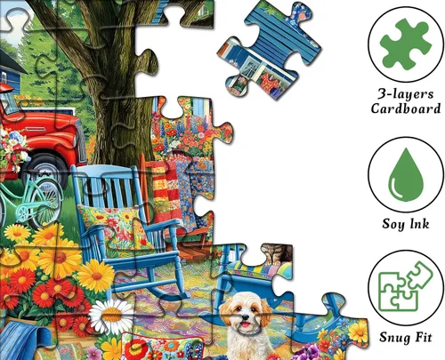 Miniatura 4 de Rompecabezas de jardín de flores para adultos, 1000 piezas, rompecabezas de flores naturales, rompecabezas de perro y gato, rompecabezas de plantas