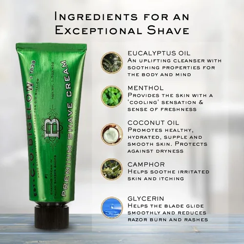 Miniatura 4 de C.O. Bigelow Crema de afeitar, paquete de 2 unidades de 5.2 onzas de crema de afeitar para hombre con aceite de eucalipto para pieles sensibles