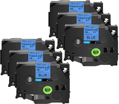 Miniatura 26 de NineLeaf Paquete de 6 cintas de etiquetas compatibles con Brother TZ TZe TZe-531 TZe531 TZ-531 TZ531 0.472 in 1/2 pulgadas, negro sobre azul