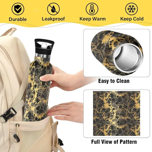 Miniatura 4 de Camouflage Gold Leakproof and BPA Free Reusable Water Bottle with Straw Lid Double-Wall Vacuum Insulation for Gym Sports 11