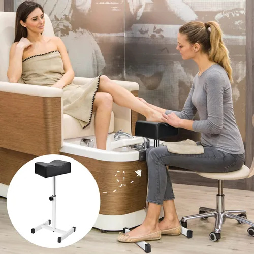 Miniatura 8 de FLOLXNB Reposapiés de manicura de pedicura, masaje de pies, manicura de uñas, taburete de belleza de altura ajustable para el hogar, salón de Negro