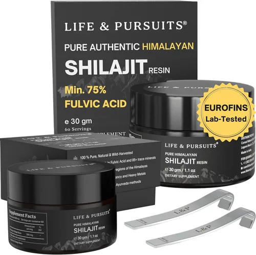 Miniatura 7 de Life & Pursuits Resina Shilajit del Himalaya pura auténtica 75% mínimo de ácido fúlvico, probado en laboratorio, grado oro natural, más de 85