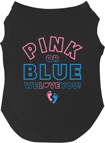 Camiseta con texto en inglés "We Love You Gender Reveal Dog Te", sin mangas, tallas para cachorros, juguetes y razas grandes (negro, XS 824)