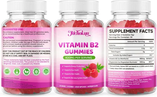 Miniatura 8 de Gomitas de vitamina B2 Riboflavina de 400 mg con magnesio para niños y adultos, alivio de la migraña, alivio del dolor de cabeza y apoyo del sistema
