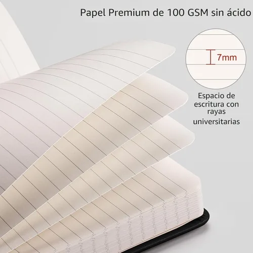 Miniatura 3 de RETTACY - Cuaderno rayado, 192 páginas numeradas, tamaño A5 mediano (5.7 x 8.3 pulgadas), para hombres y mujeres, para hacer notas, escritura, Negro
