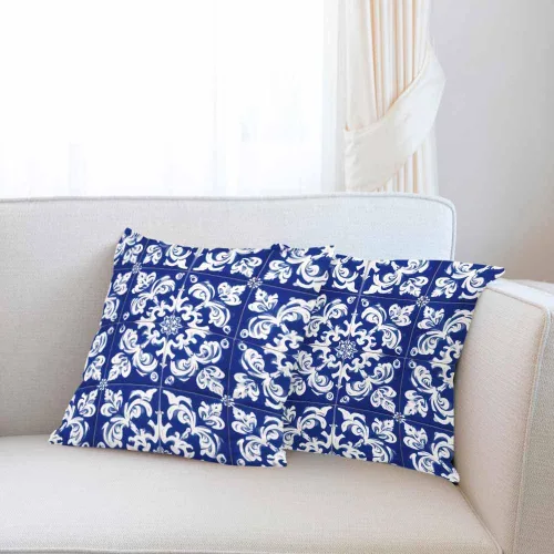 Miniatura 2 de Fundas de almohada, patrón étnico azul, fundas de almohada para dormitorio, sala de estar, paquete de 2