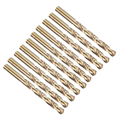 Miniatura 187 de PATIKIL Broca Jobber de 0.039 in, vástago recto M35 cobalto 5% acero de alta velocidad 135° acabado dorado para metal duro de acero inoxidable - 2