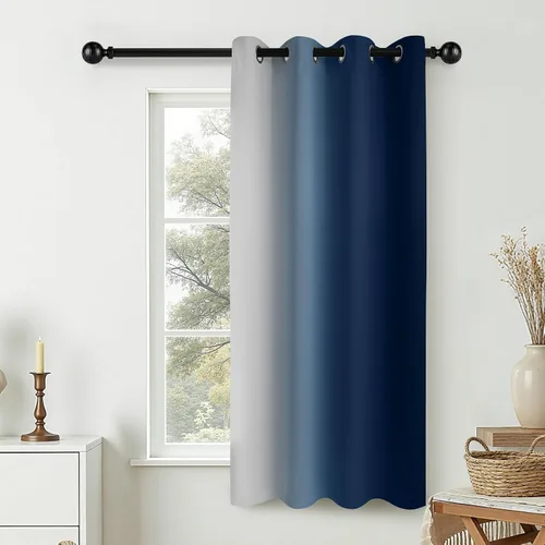 Miniatura 147 de COSVIYA Cortinas 100% Opacas Azul Degradado con Lazos Ajustables para Cocina Aislamiento Térmico Oscurecimiento de Habitación Cenefa con Bolsillo