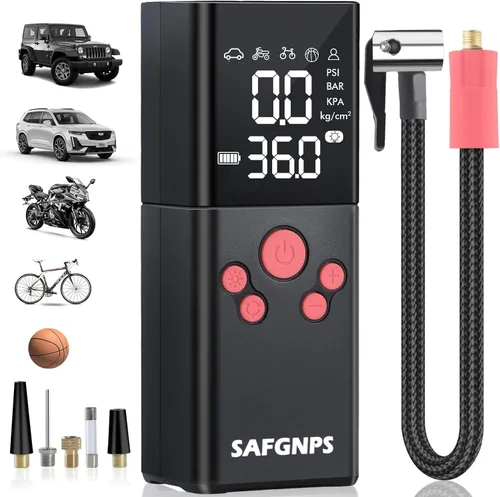 Inflador de Neumáticos Compresor de Aire Portátil, 150PSI Inflador de Neumáticos Portátil Inalámbrico para Coche, Bomba de Aire Inteligente 3X