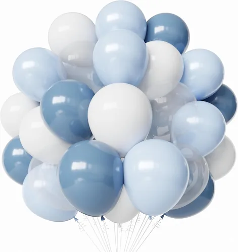 Miniatura 10 de Globos negros y plateados, paquete de 60 globos de 12 pulgadas con confeti negro, blanco y plateado con 1 cinta para decoración de cumpleaños, baby