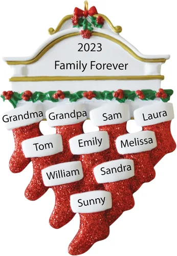 Miniatura 9 de Adornos de Navidad familiares personalizados 2025 – Adorno personalizado para familia de 6, recuerdo de seis nietos o nietos, adorno de chimenea