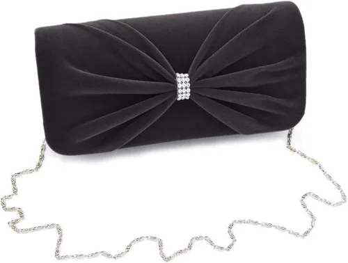 Miniatura 2 de Elegante bolso de noche de terciopelo con lazo frontal de diamantes de imitación