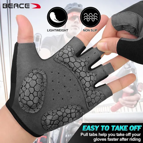 Miniatura 5 de BEACE Guantes para ciclismo, ciclismo, bicicleta de carretera de medio dedo para hombres y mujeres, 0.197 in, transpirable, antideslizante