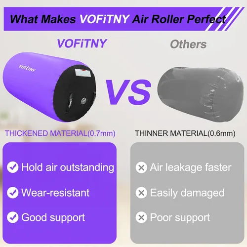 Miniatura 7 de VOFiTNY - Esterilla inflable de gimnasia con pista de caídas y barril de aire octogonal con bomba para uso doméstico/gimnasio Negro/Violeta