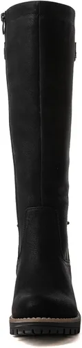 Miniatura 4 de GLOBALWIN - Botas de combate de equitación altas con cordones para mujer, cómodas botas góticas de motocicleta para mujer con cremallera y tacón