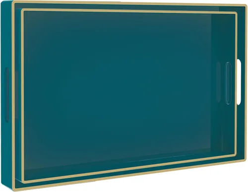 Miniatura 9 de MAONAME - Bandeja decorativa verde oscuro, bandeja de servir redonda de 13 pulgadas con asas, bandejas de plástico para mesa de café, bandejas