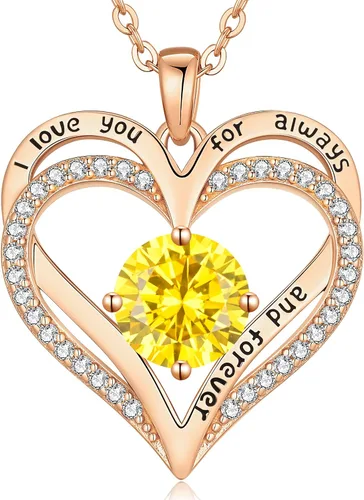 Miniatura 152 de LOUISA SECRET Love Heart Birthstone Necklaces for Women, Birthday Gift for Women, Anniversary Jewelry for Wife Her, 925 Sterling Silver Pendant