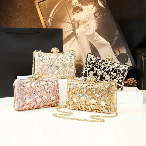Miniatura 8 de Bolsos de noche para mujer, bolsos de mano florales para mujer, bolso de mano elegante de boda, fiesta, novia, bolso de hombro