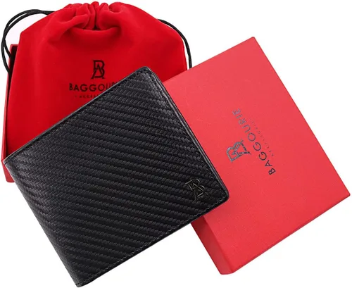 Miniatura 7 de Baggourie Cartera de cuero triple RFID Rojo - Moderno